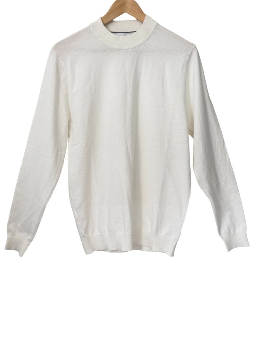 RAITH Noah Lightweight Crew Neck Slim Fit Knit Sweater Ecru Ivory Men XL(US S/M)